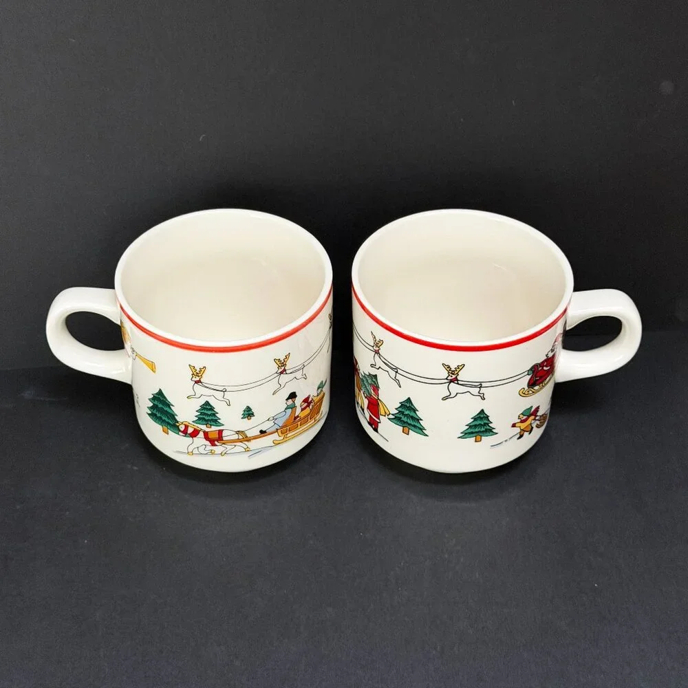 Set of 6 Vintage 1980s Jamestown China Coffee Mugs: The Joy of Christmas 1987 - Picture 8 of 8